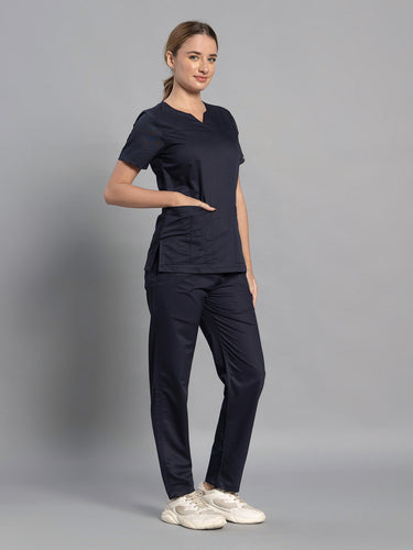 Move Lite Women Ink blue (Core V Neck) Scrub Set