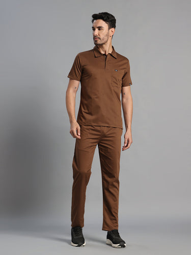 Move Lite Men Mocha (Polo Neck) Scrub Set