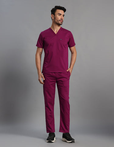 Move Lite Men Plum (V Neck) Scrub Set