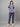 Stretchable (2Way) Female Denim Blue Texture V-Neck With Straight Pant Scrub Set