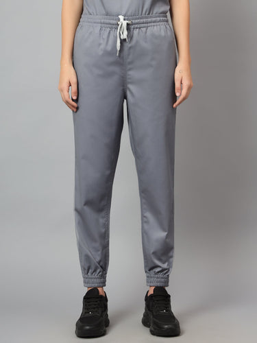 Stretchable (2Way) Female Graphite V-Neck With Jogger Scrub Set