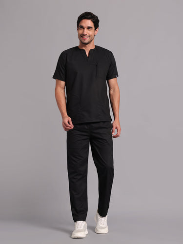 Move Lite Men Black (Neo Notch Neck) Scrub Set