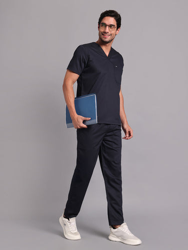Move lite Men Ink blue (V Neck) Scrub Set