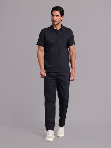 Move Lite Men Ink Blue (Polo Neck) Scrub Set
