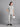 Stretchable (4Way) Light Grey Women Flex Zip Neckline Top With Straight Pants