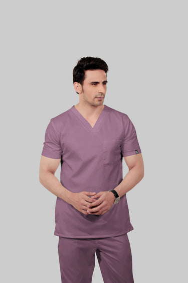 Stretchable (2Way) Male Lilac V-Neck Scrub Top