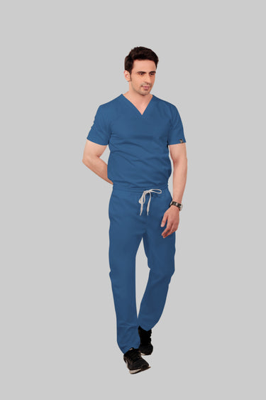 Stretchable (2Way) Male Steel Blue Straight Scrub Pant