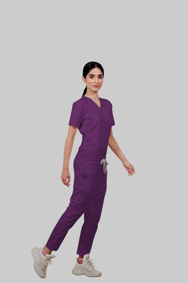 Stretchable (2Way) Female Purple Straight Scrub Pant