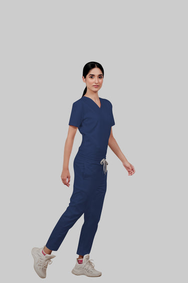 Stretchable (2Way) Female Navy Blue Straight Scrub Scrub Pant