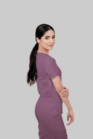 Stretchable (2Way) Female Lilac V-Neck Scrub Top