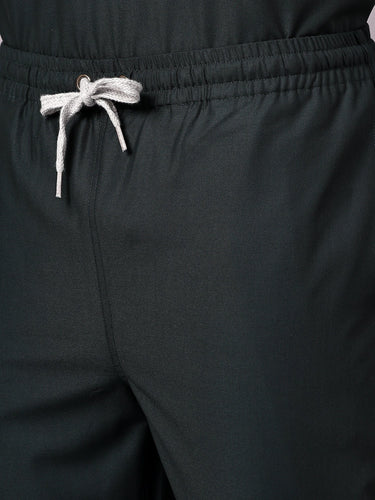 Stretchable (4Way) Men Mid Night Green Straight Scrub Pant