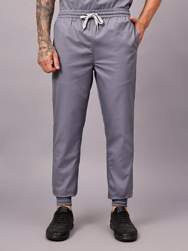 Stretchable (2Way) Male Graphite Mandarin Neck With Jogger Scrub Set