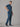 Stretchable (4Way) Peacock Blue Men Flex Zip Neckline Top With Straight Pants