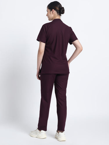 Stretchable (4Way) Female Wine Straight Scrub Pant