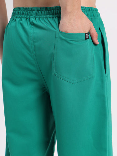 Stretchable (4Way) Men Sea Green Straight Scrub Pant