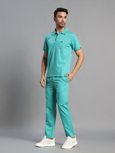 Move Lite Men Mint Green (Polo Neck) Scrub Set