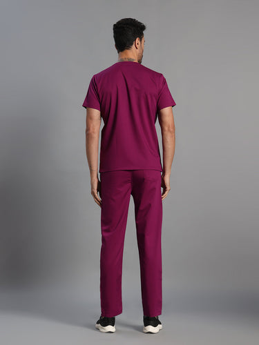 Move Lite Men Plum (V Neck) Scrub Set