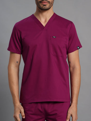 Move Lite Men Plum (V Neck) Scrub Set