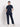 Stretchable (4Way) Navy Blue Women Flex Zip Neckline Top With Straight Pants