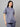 Stretchable (2Way) Female Denim Blue Textured Mandarin Neck Scrub Top