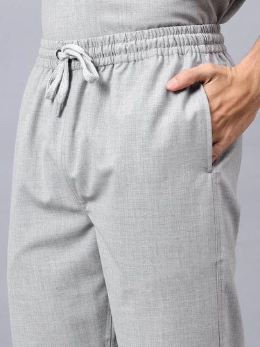 Stretchable (4Way) Men Light Grey Mandarin Neck with Straight Pant Scrub Set