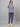Stretchable (2Way) Female Denim Blue Texture V-Neck With Jogger Scrub Set