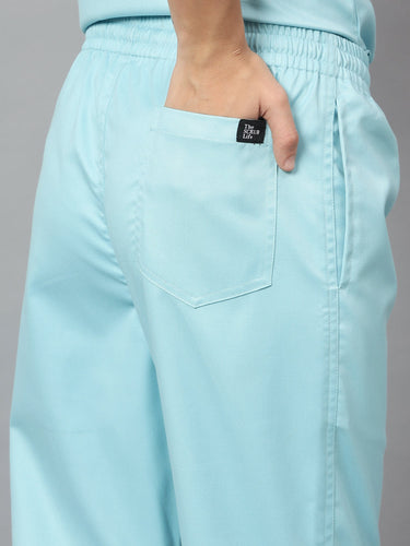 Stretchable (2Way)/Female/ Aqua Blue/Scrub Pant