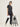 Stretchable (4Way) Women Charcoal Grey Mandarin Neck With Jogger Scrub Set