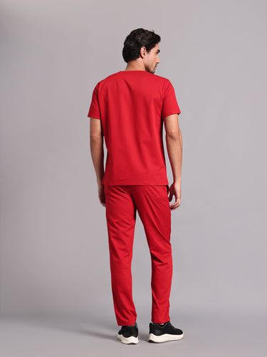 Move Lite Men Ember Red (V Neck) Scrub Set