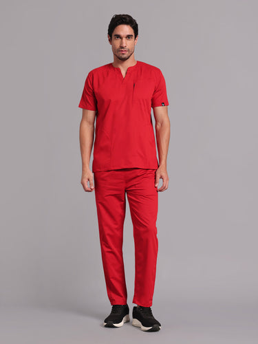 Move Lite Men Ember Red (Neo Notch Neck) Scrub Set