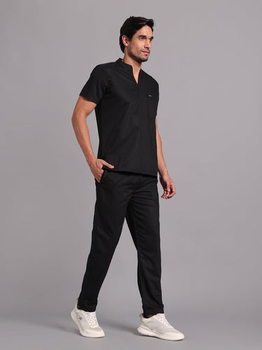 Move Lite Men Black (Mandarin Neck) Scrub Set