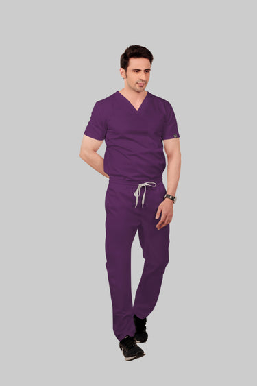 Stretchable (2Way) Male Purple Straight Scrub Pant
