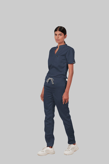 Stretchable (4Way) Female Navy Blue Straight Scrub Pant