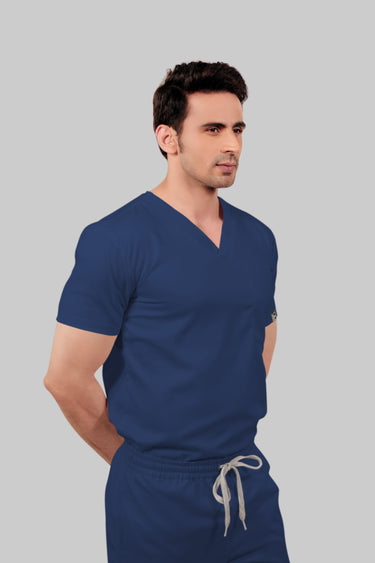 Stretchable (2Way) Male Navy Blue Straight Scrub Pant