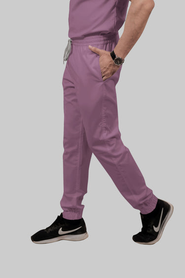 Stretchable (2Way) Female Lilac Mandarin Neck With Jogger Scrub Set