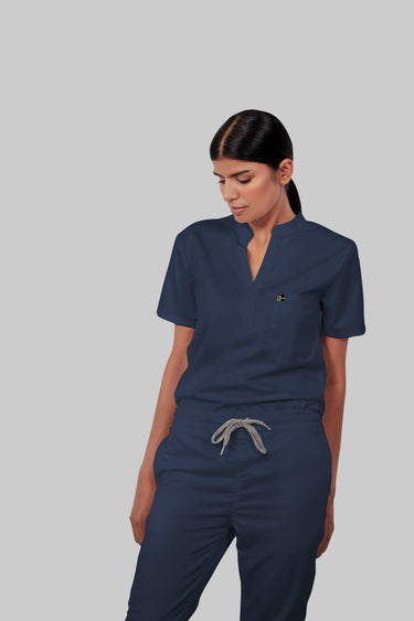 Stretchable (4Way) Female Navy Blue Straight Scrub Pant