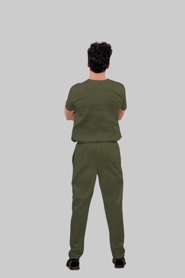Stretchable (4Way) Male Olive Green Straight Scrub Pant