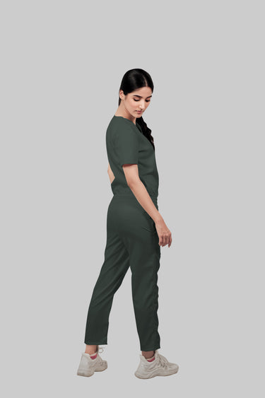 Stretchable (2Way) Female Bottle Green Straight Scrub Pant