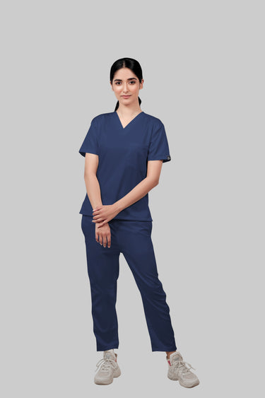 Stretchable (2Way) Female Navy Blue Straight Scrub Scrub Pant