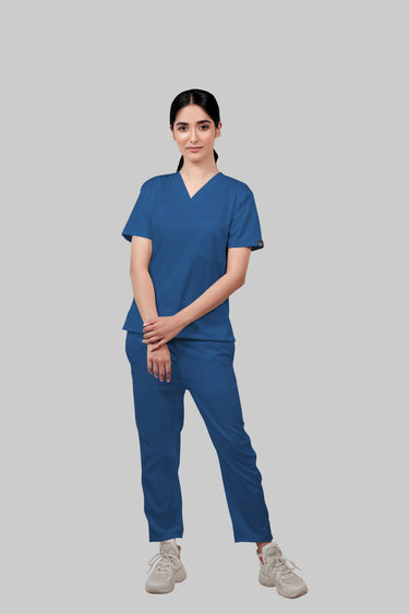 Stretchable (2Way) Women Steel Blue Straight Scrub Pant