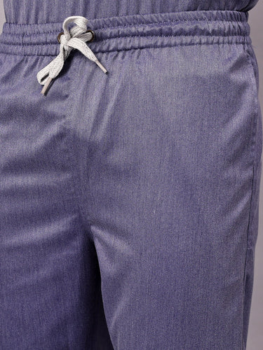 Stretchable (2Way) Male Denim Blue Texture Straight Scrub Pant