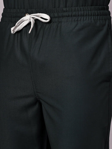 Stretchable (4Way) Men Mid Night Green Jogger