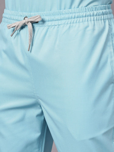 Stretchable (2Way) Male Aqua Blue Straight Scrub Pant